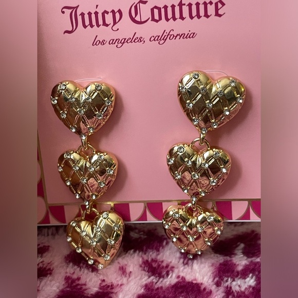 Juicy Couture Earrings,Juicy Couture Gold and Heart Drop Earrings - Picture 2 of 10